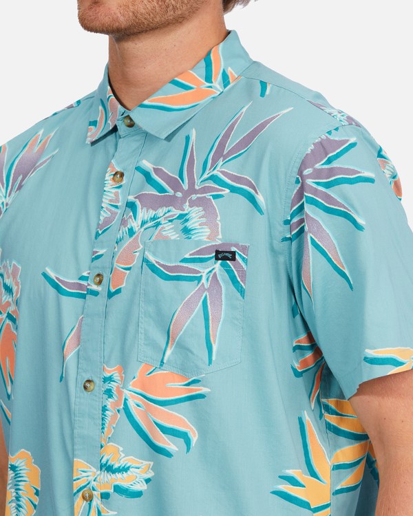 Billabong Sundays Floral Short Sleeve Shirt Light Marine | POIVZ3059