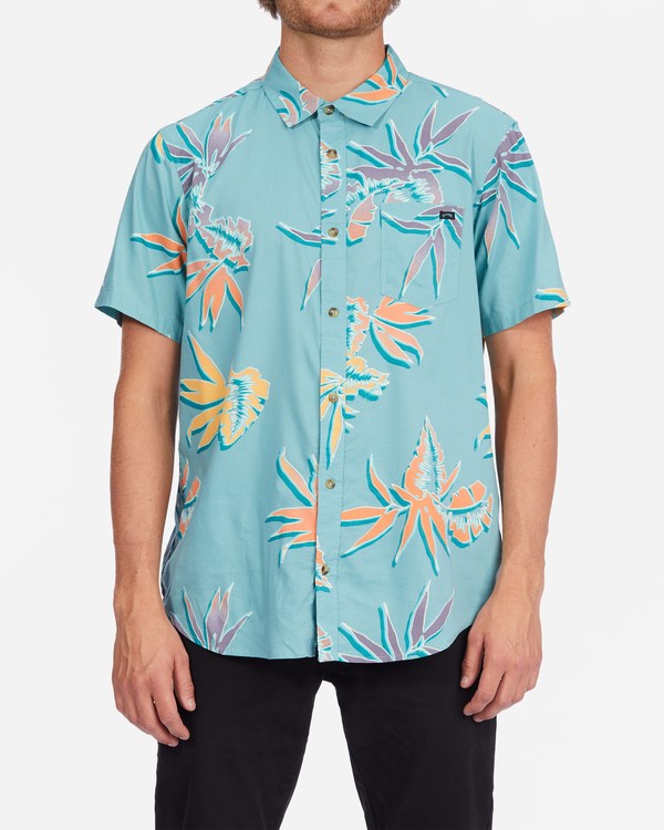 Billabong Sundays Floral Short Sleeve Shirt Light Marine | POIVZ3059