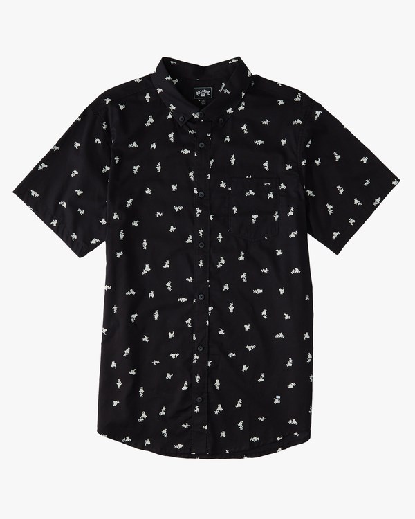 Billabong Sundays Mini Short Sleeve Shirt Black White | INLEP2165