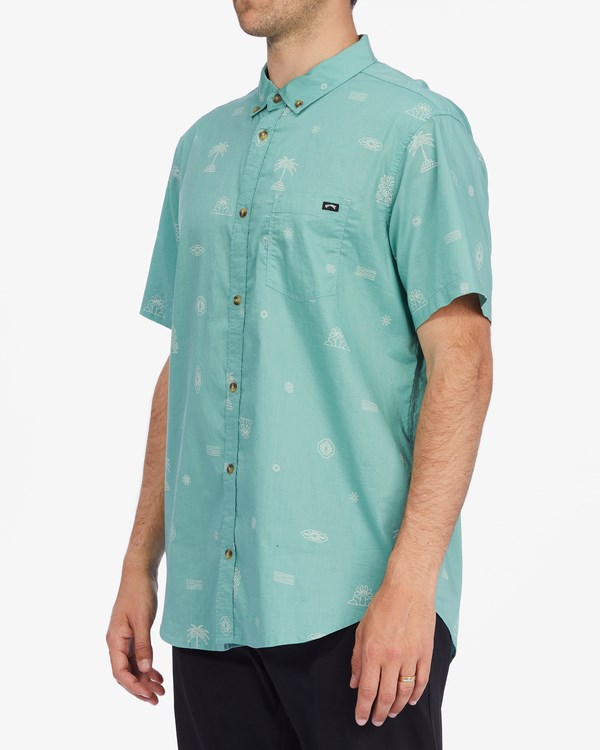 Billabong Sundays Mini Short Sleeve Shirt Sage Green | RLKVF5137