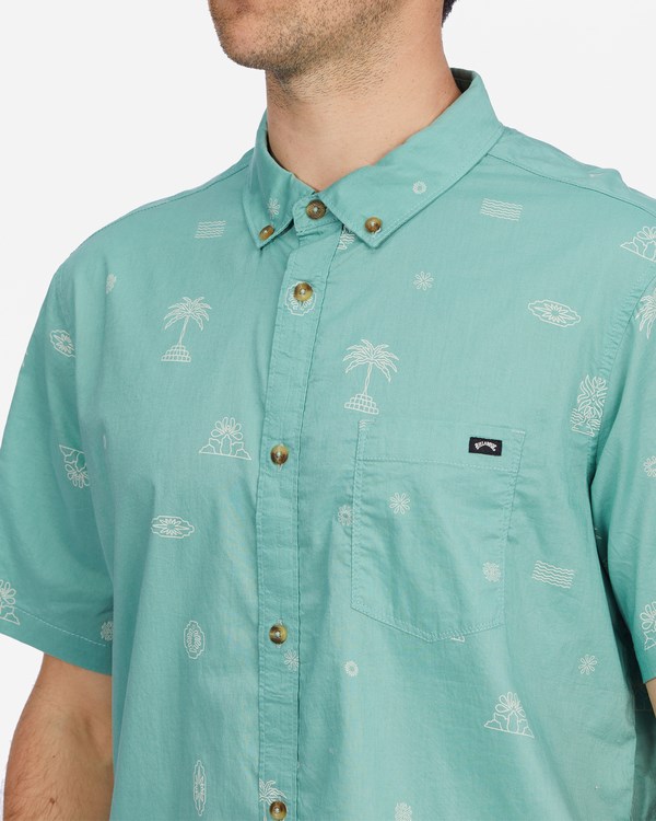 Billabong Sundays Mini Short Sleeve Shirt Sage Green | RLKVF5137