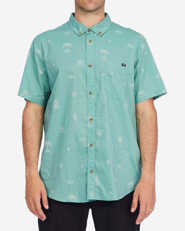 Billabong Sundays Mini Short Sleeve Shirt Sage Green | RLKVF5137