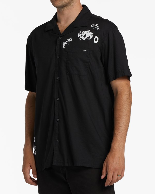 Billabong Sundays Vacay Short Sleeve Shirt Black White | VGESA0375