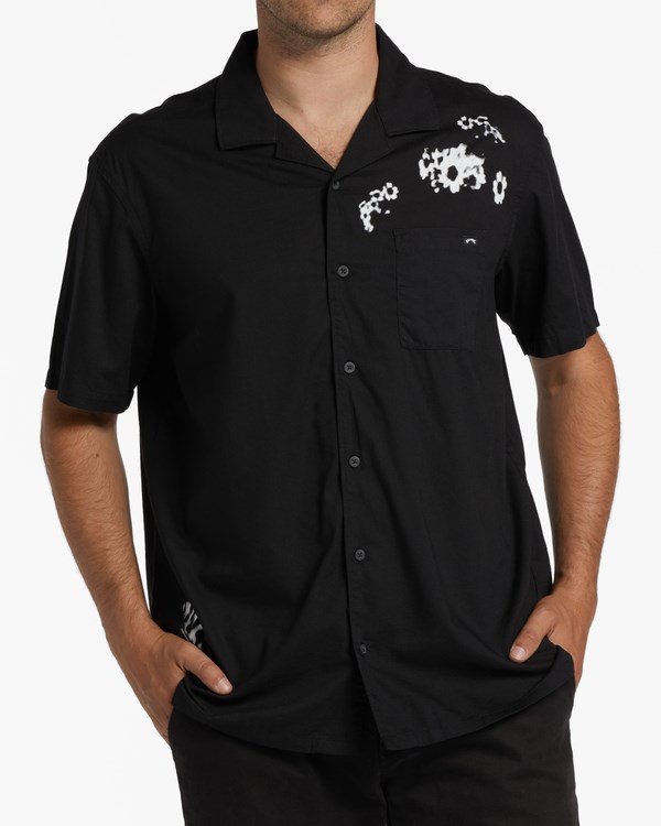 Billabong Sundays Vacay Short Sleeve Shirt Black White | VGESA0375