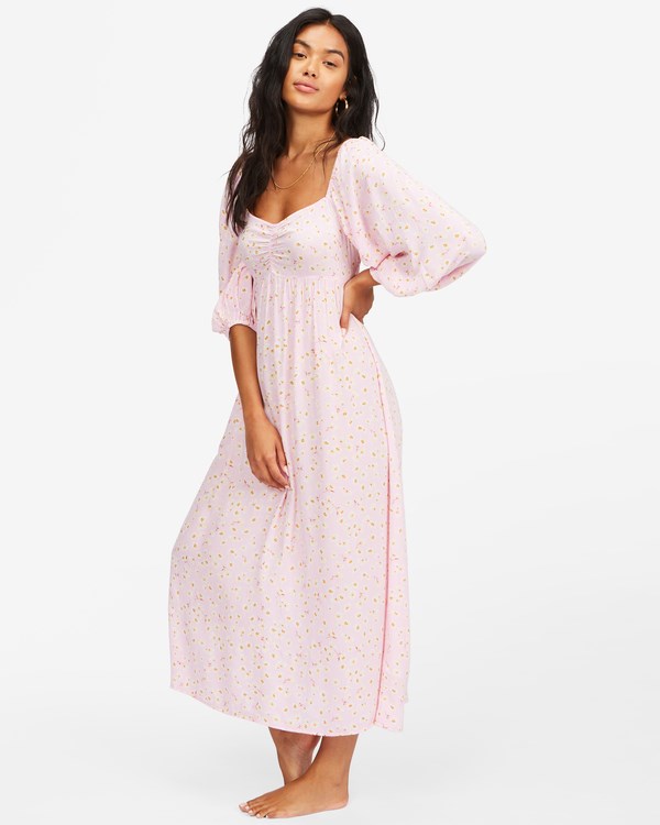 Billabong Swept Away Midi Dress Pink Lady | RZFEM6357