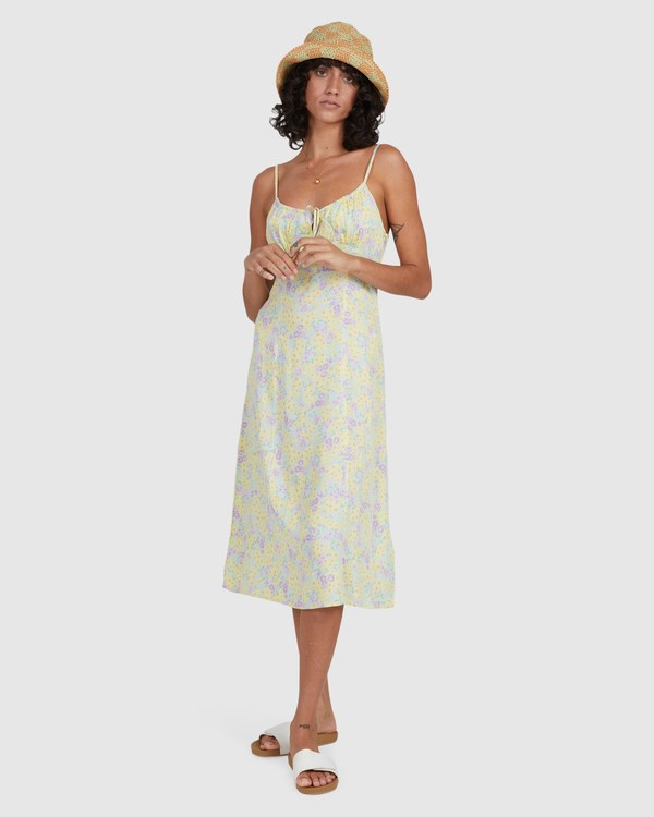 Billabong Tempest Midi A-Line Dress Lemon Lime | EUYKS7305