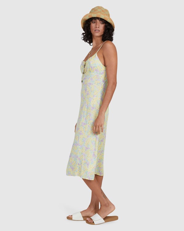 Billabong Tempest Midi A-Line Dress Lemon Lime | EUYKS7305