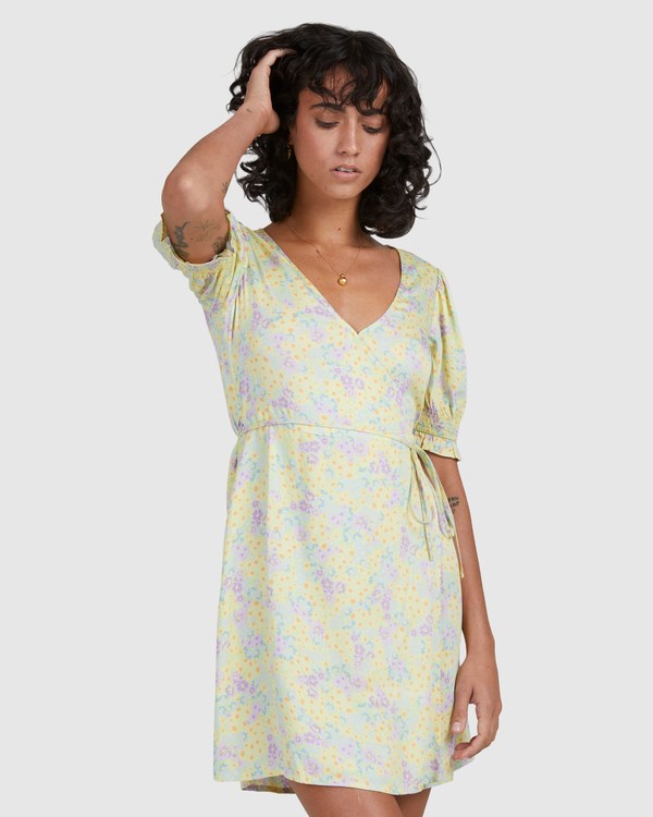 Billabong Tempest Wrap Dress Lemon Lime | LUNWX6135