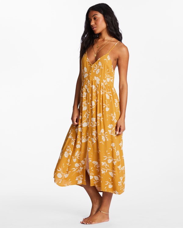 Billabong Venice Babe Midi Slip Dress Golden Spice | INKJG0941