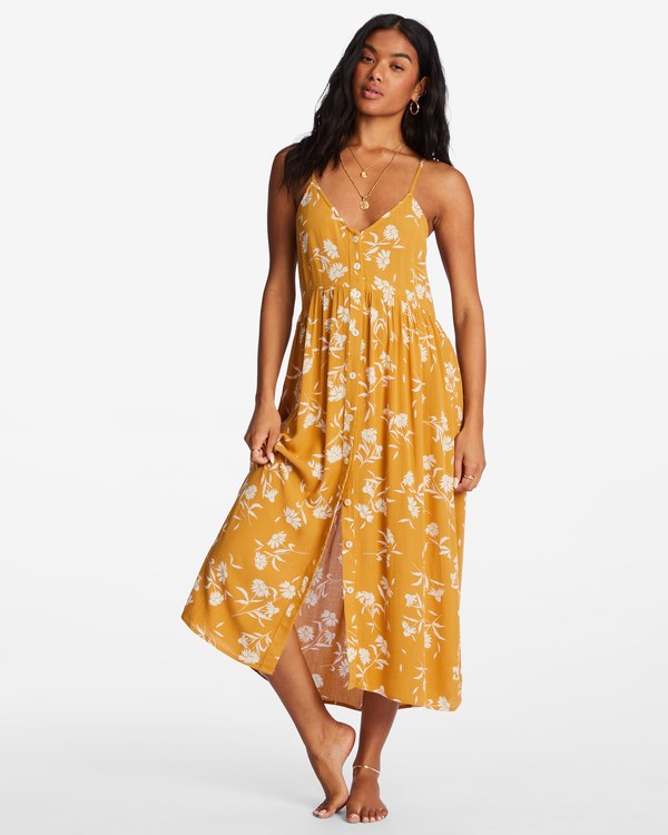 Billabong Venice Babe Midi Slip Dress Golden Spice | INKJG0941