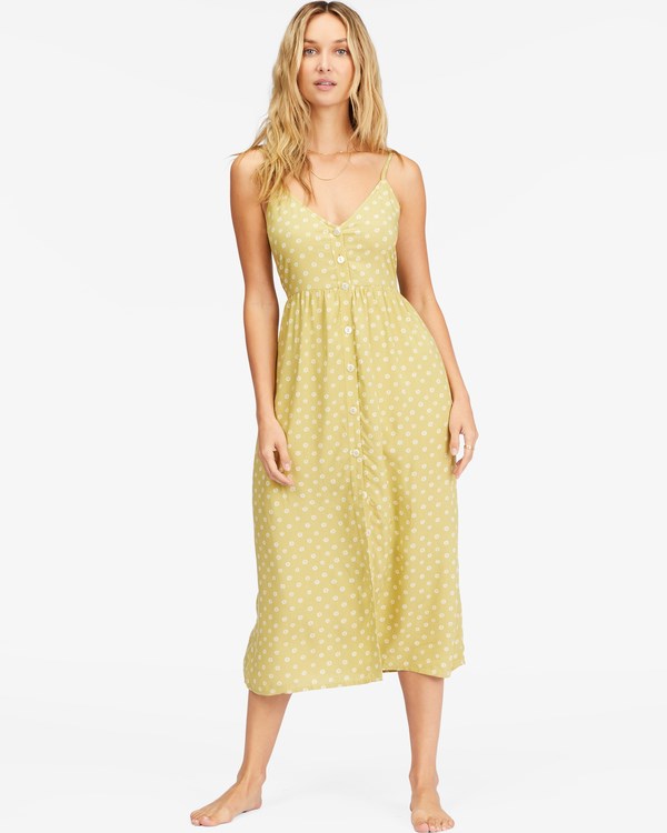 Billabong Venice Babe Midi Slip Dress Moss Joy | DNQYA7852