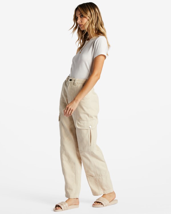 Billabong Wall To Wall Denim Cargo Pants Antique White | OGDXU0769