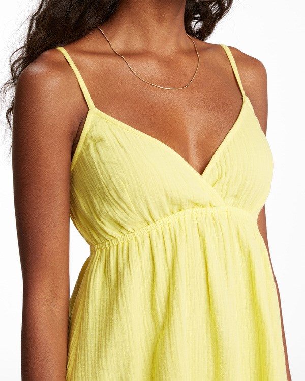 Billabong Wave After Wave Babydoll Mini Dress Citron | KRBVP8725