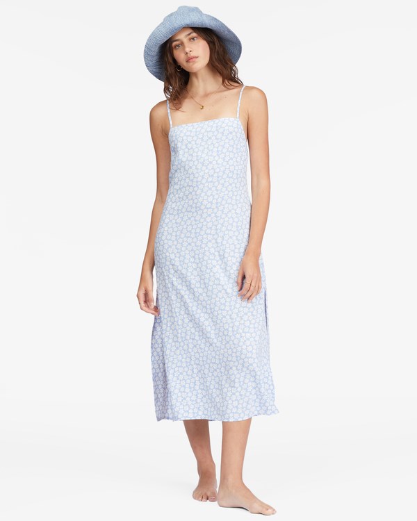 Billabong Weekend Waves Midi Slip Dress Baby Blues | QIVAE2916