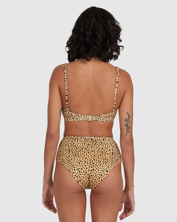 Billabong Well Spotted Leopard Print Hawaii Retro Bikini Bottoms Gold Dust | RKHDP2750