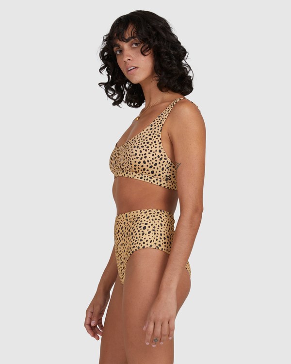 Billabong Well Spotted Leopard Print Hawaii Retro Bikini Bottoms Gold Dust | RKHDP2750